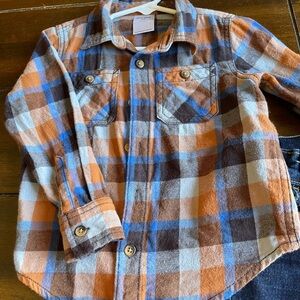Okie dokie Blue and Orange Plaid Button-Down Shirt